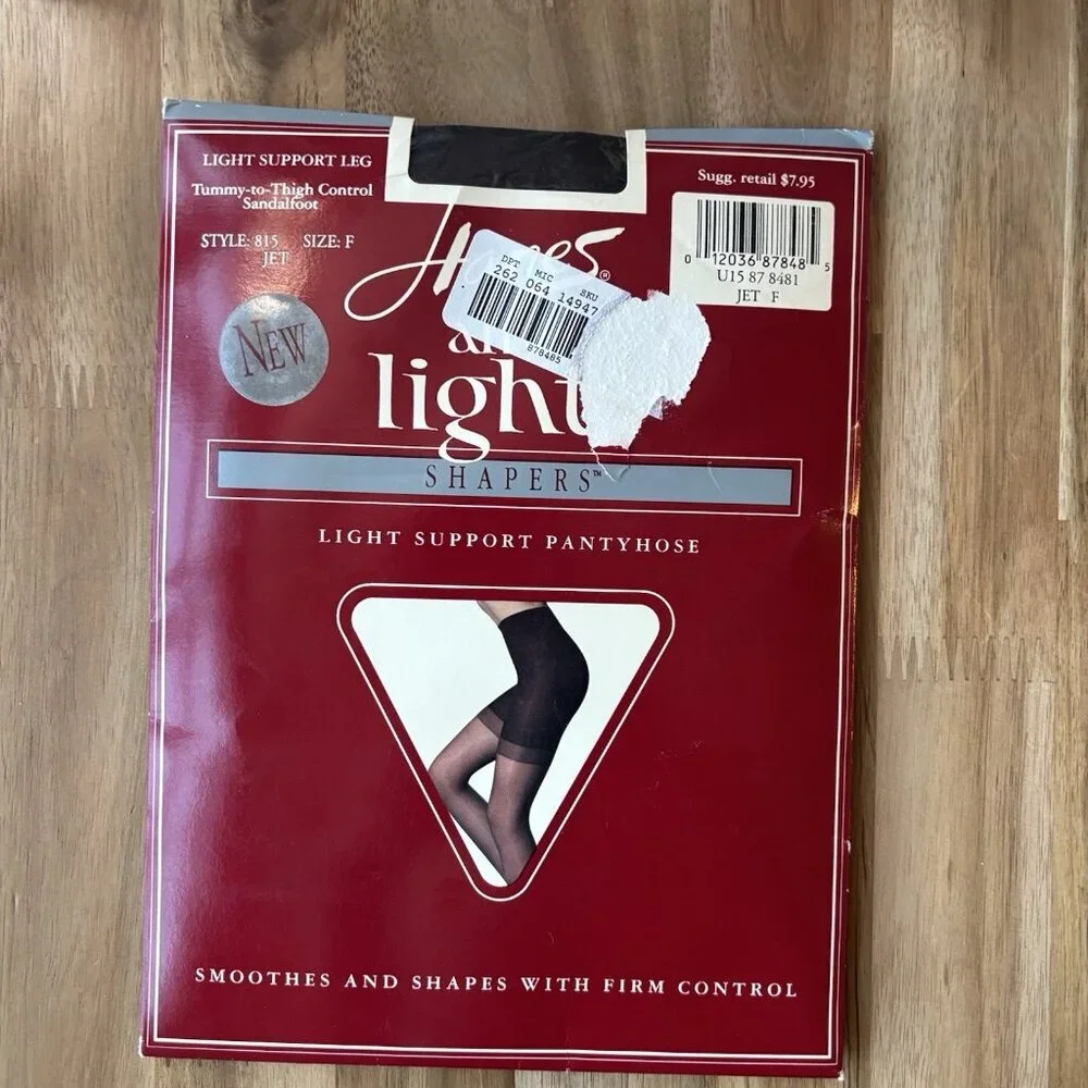 Vintage Hanes Alive Light Support Classic Jet Size‎ F  Pantyhose Granny USA MADE